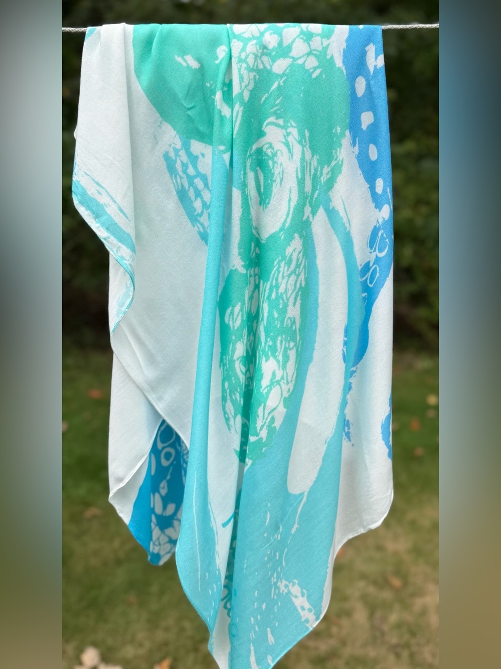 Turquoise & White Octopus Beach Sarong Wrap